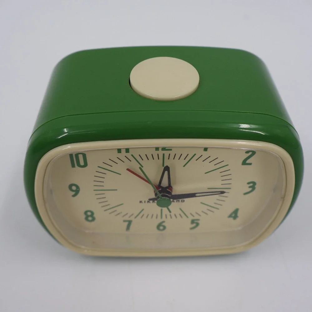 Kikkerland Retro Alarm Clock Green Cream Mid Century Modern Analog
